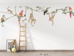 Wall Decal Monkeys And Birds On The Branches Sticker