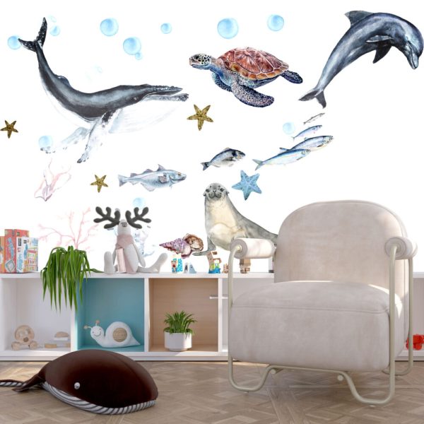 Wall Decal Whale And Fishes Sticker