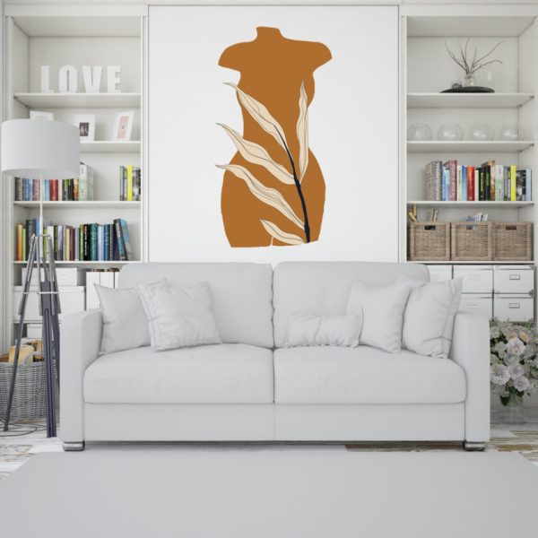 Wall Decal Baho Style Statue And Leaf