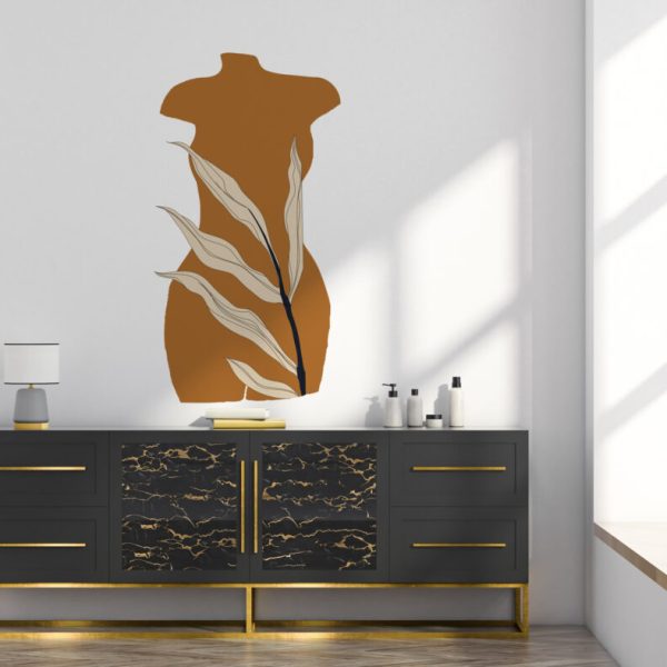 Wall Decal Baho Style Statue And Leaf