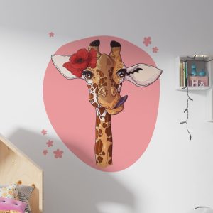 Wall Decal Giraffe With Pink Background