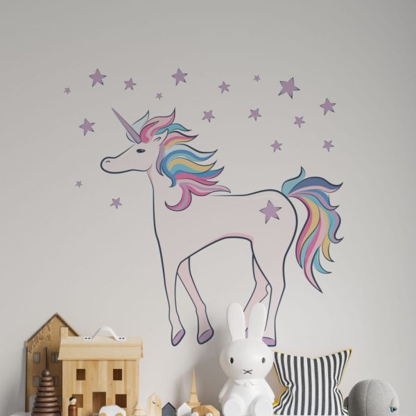 Wall Decal Unicorn And Stars Sticker Kids Room