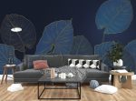 Navy Blue Leaves Peel and Stick Wallpaper