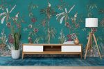 Blue Background Jungle Animals in the Jungle Floral Wallposter