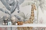 Giraffe Zebra Flamingo Safari Themed Wallpaper for Kids