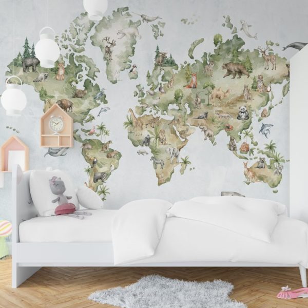 World Map Wallpaper For Kids Room