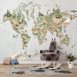 World Map Wallpaper for Kids Room