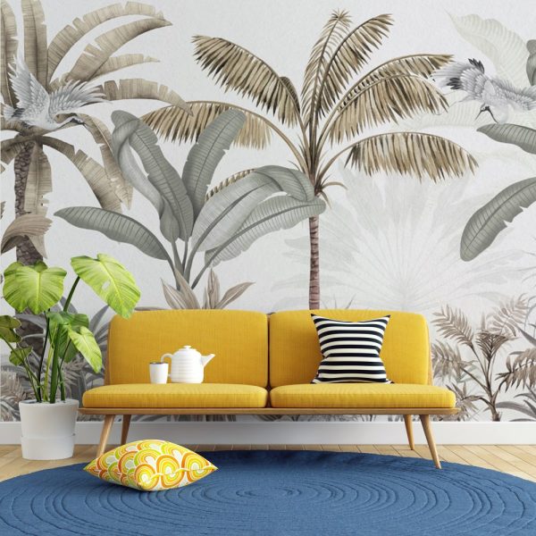 Tropical Jungle Wallpaper In Soft Yellow Tones