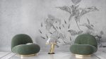 Pale Leaves Wallpaper with Tumbled Walls