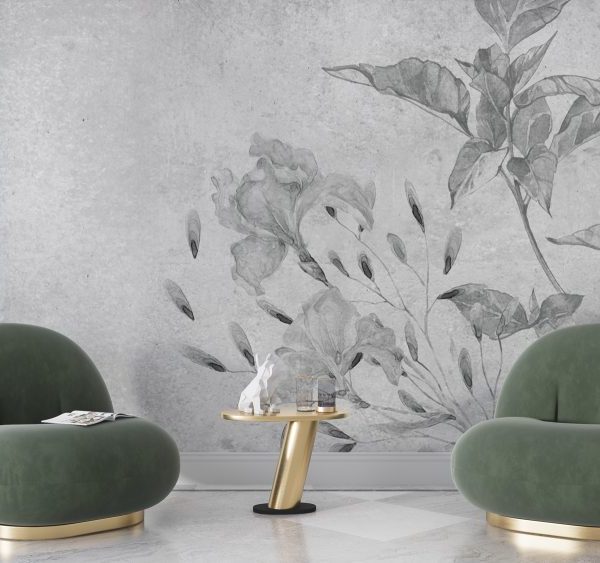 Pale Leaves Wallpaper With Tumbled Walls