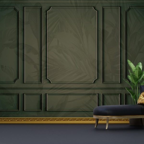 Wallpaper With Tropical Leaves And Yellow Tones