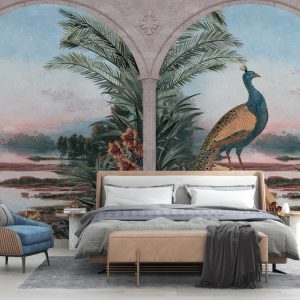 Landscapes And Birds Wallpaper In Pale Tones