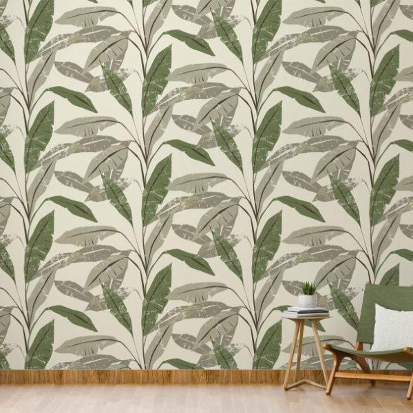 Tropical Leaves In Linear Green Tones