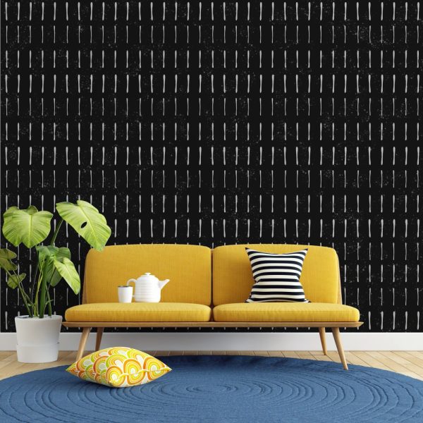 White Stripes Pattern Wallpaper On A Black Background