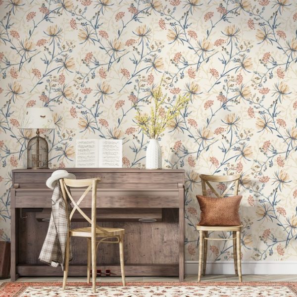 Soft Floral Patterned Wallpaper