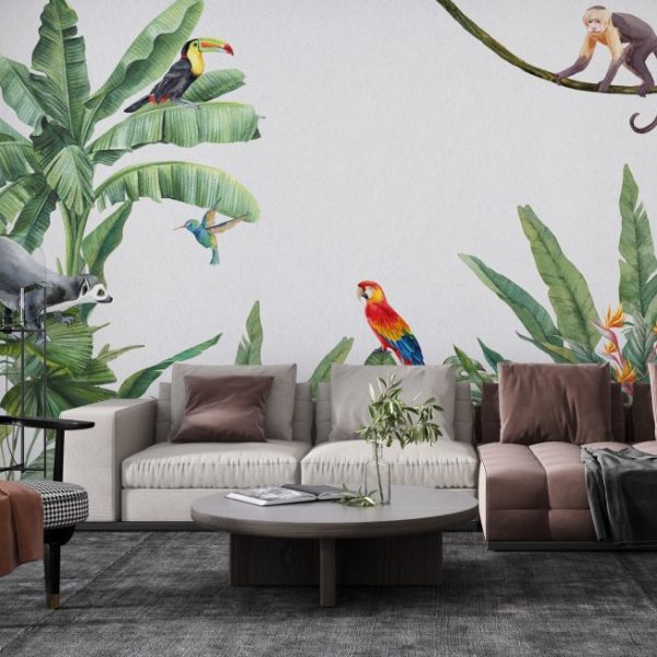 Abstract Animals In Tropical Forest Wallmural