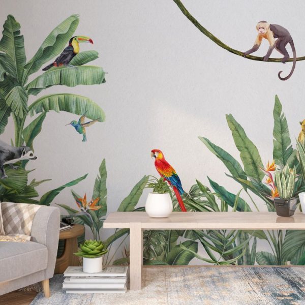 Abstract Animals In Tropical Forest Wallmural
