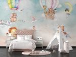 Abstract Animals in Zepplin over Clouds Wallmural