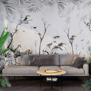 Parrots on Branches Wallmural