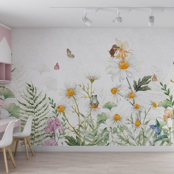 Abstract Butterfly Girl And Frog Kids Wallmural