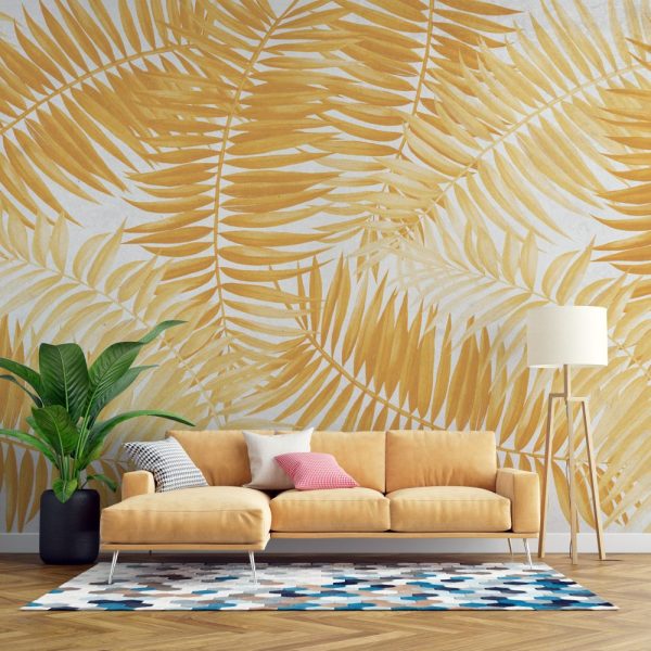 Abstract Floral Blonde Leafs Wallpaper