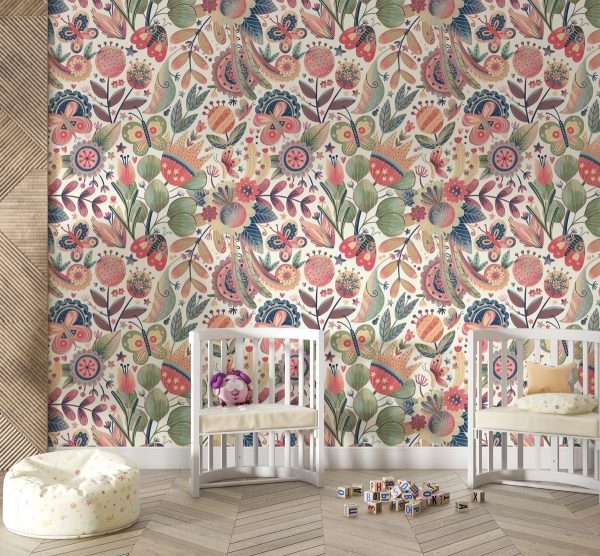 Abstract Floral Design Vivid Wallpaper