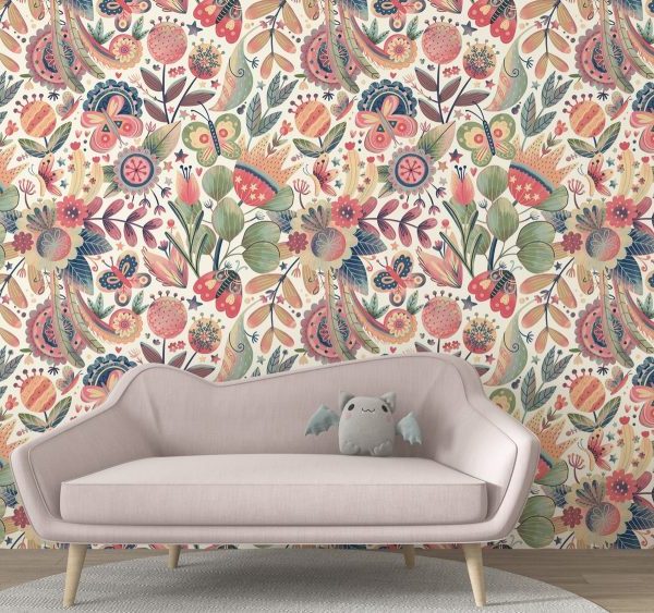Abstract Floral Design Vivid Wallpaper