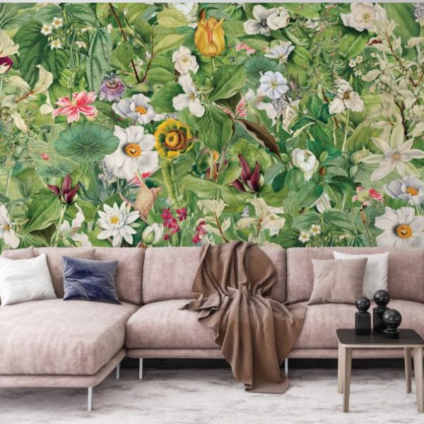 Floral Design Green Wallpaper