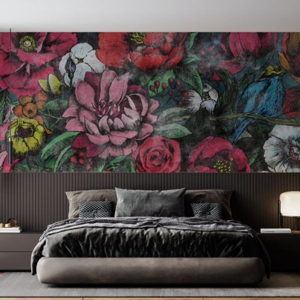 Retro Flowers Art Design Wallpaper