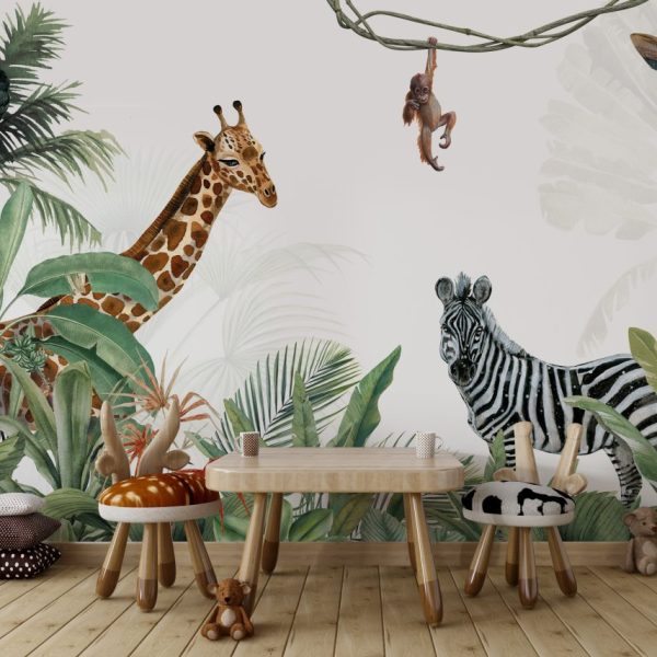 Safari Animals In Jungle Wallpaper