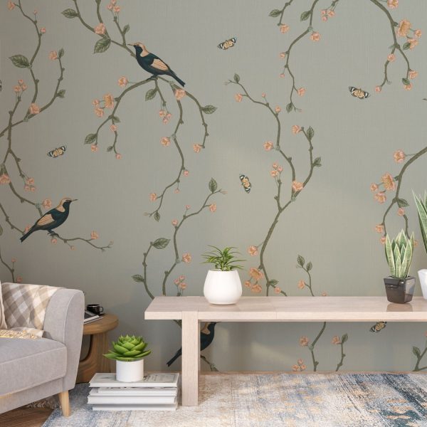 Birds On Branch Wallpaper Design