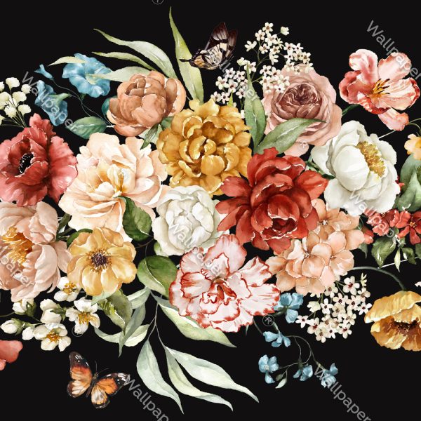 Watercolor Flowers Design Wallpaper