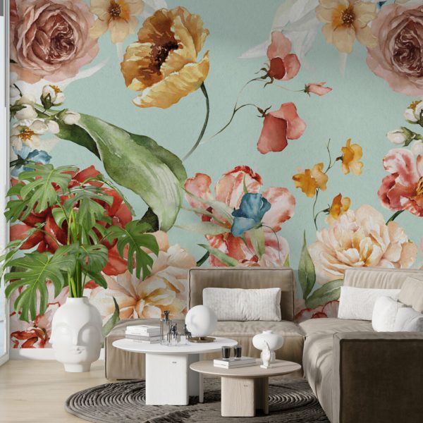 Soft Tones Rose Garden 3D Wallpaper
