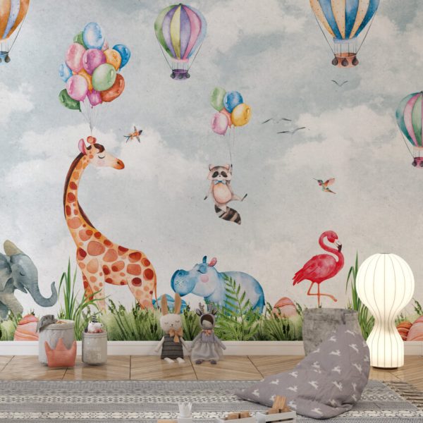 Colorful Balloons And Cute Animals Wallpaper