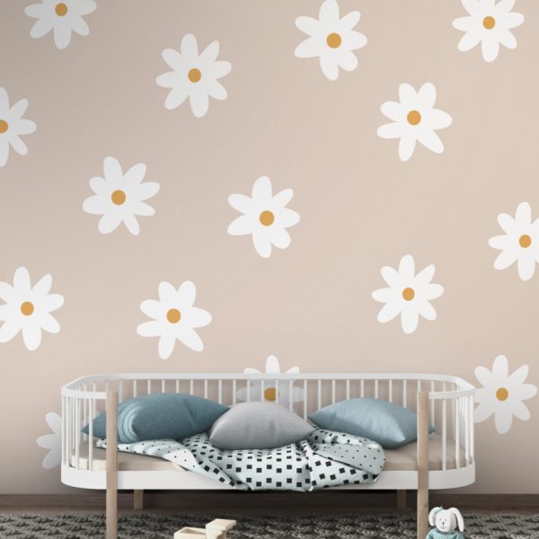 Beige Background Daisies Wallpaper