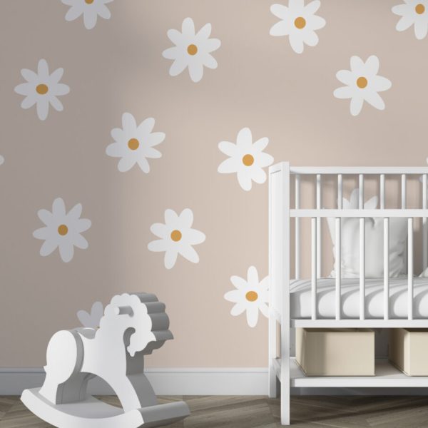Beige Background Daisies Wallpaper