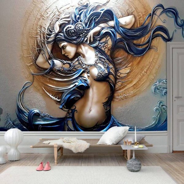 3D Stylish Woman Wall Mural