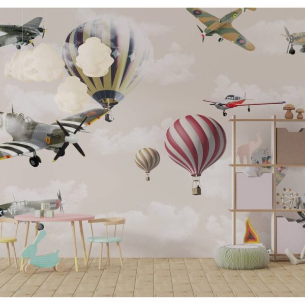 Hot Air Balloons And Planes Wall Mural