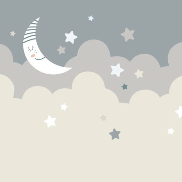 Cloudy Sky Stars And Moon Wall Mural