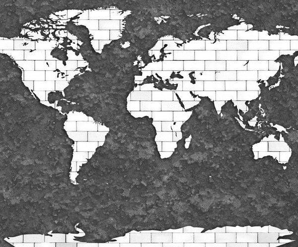 Brick Design Map Dark Wall Mural