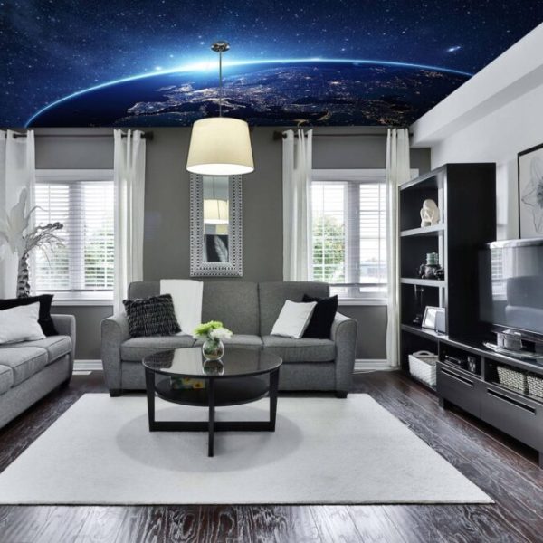 Space Planets Stars Ceiling Wall Mural
