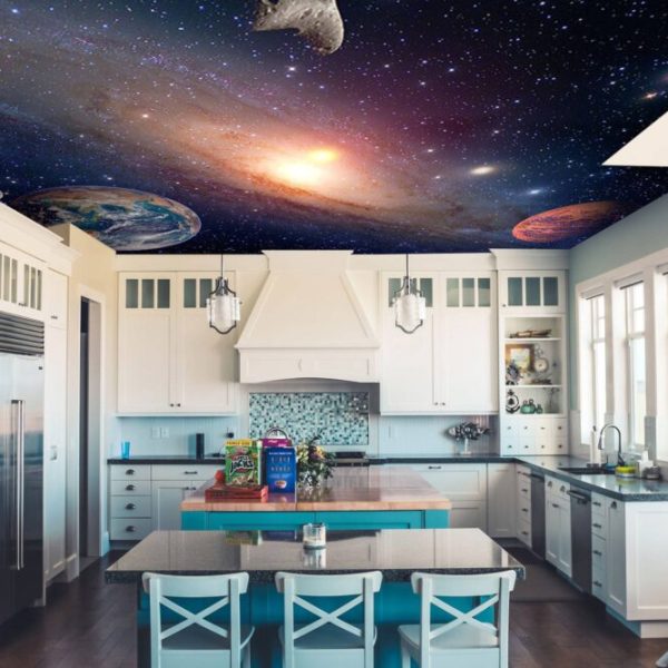 Galaxy Earth Planets Ceiling Wall Mural