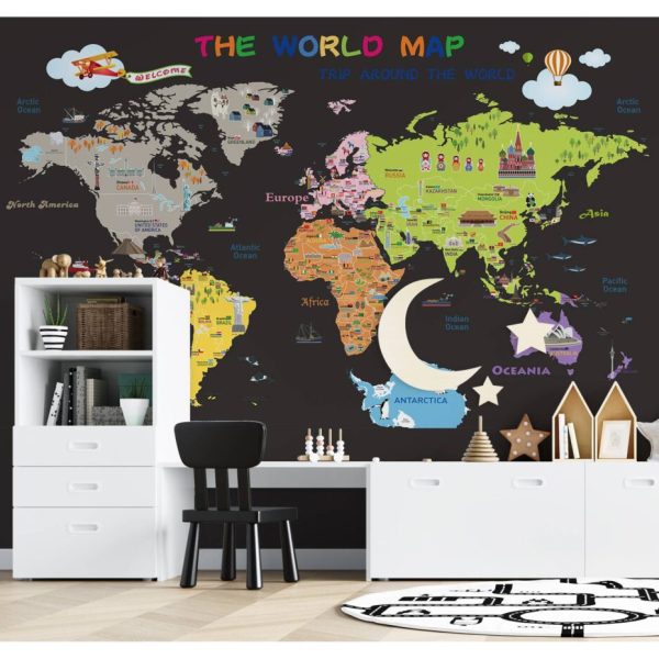World Wonders Kids Map Wall Mural