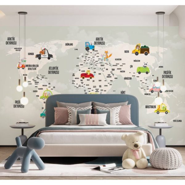 Vehicles Kids And Nursery Map Wall Mural