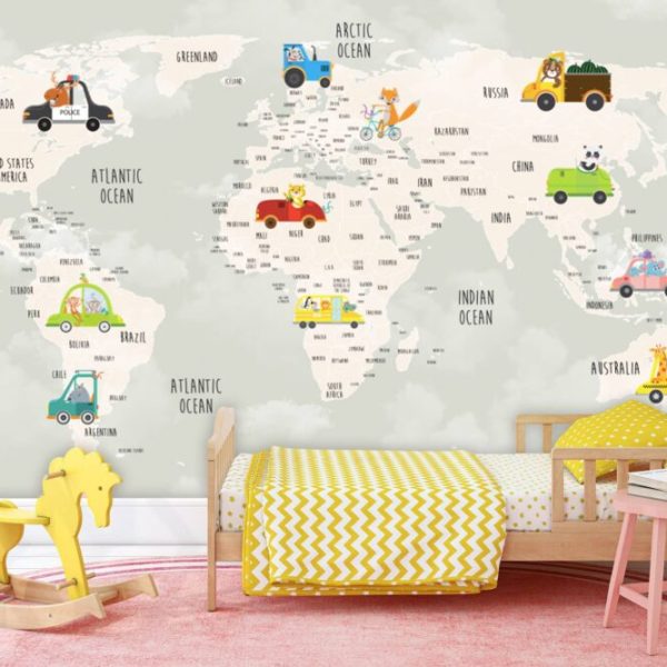 Vehicles Kids And Nursery Map Wall Mural