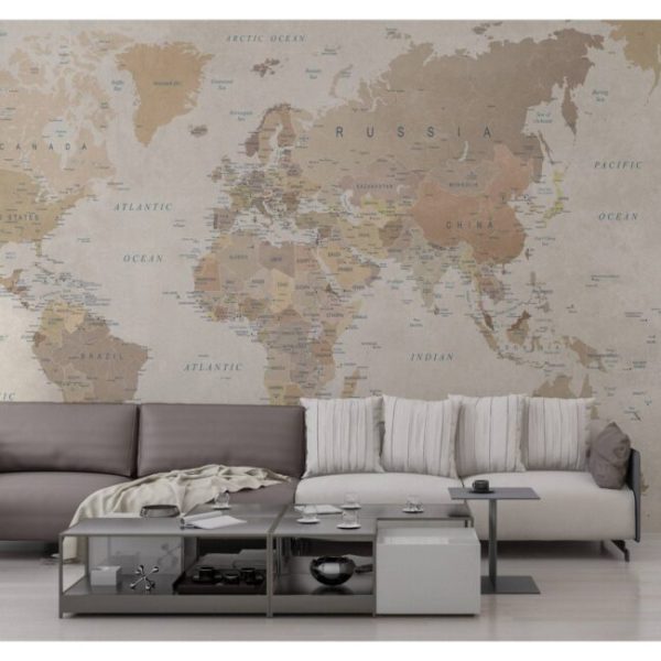Classic Room World Map Wall Mural