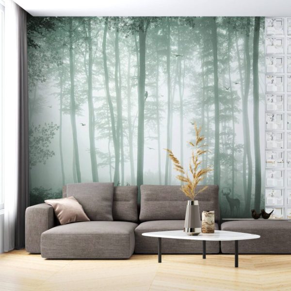 Green Foggy Forest Wall Mural