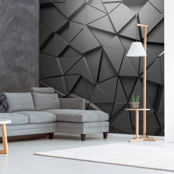 3D Black Grey Geometric Wall Mural