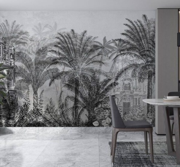 Historical Building Into Forest Wall Mural