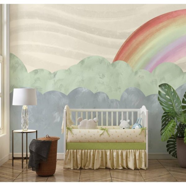 Clouds And Rainbow Kids Wall Mural